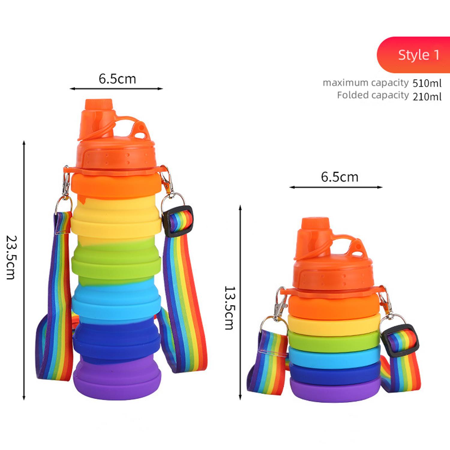 Children Crossbody Silicone Collapsible Sports Water Bottles 3