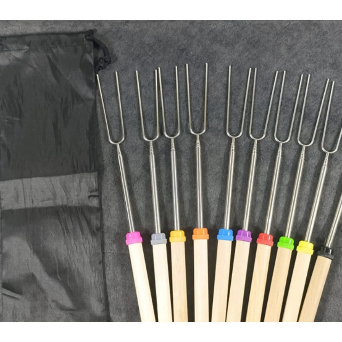 5 Extendable Wood BBQ Skewers Marshmallow Roasting Sticks 4