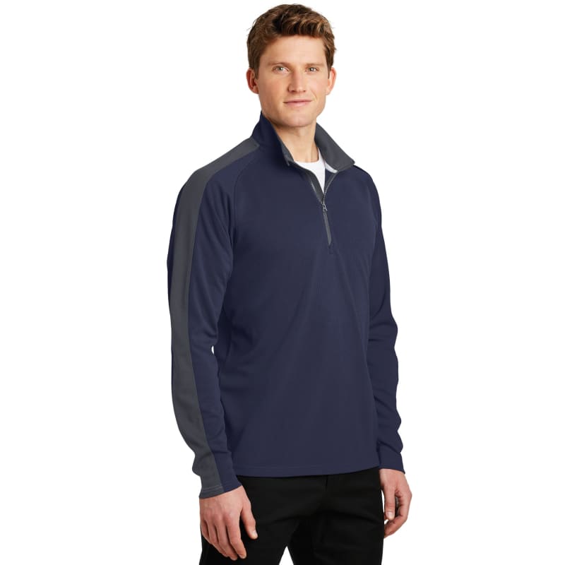 Sport-Tek Sport-Wick Textured Colorblock 1/4-Zip Pullover. 4