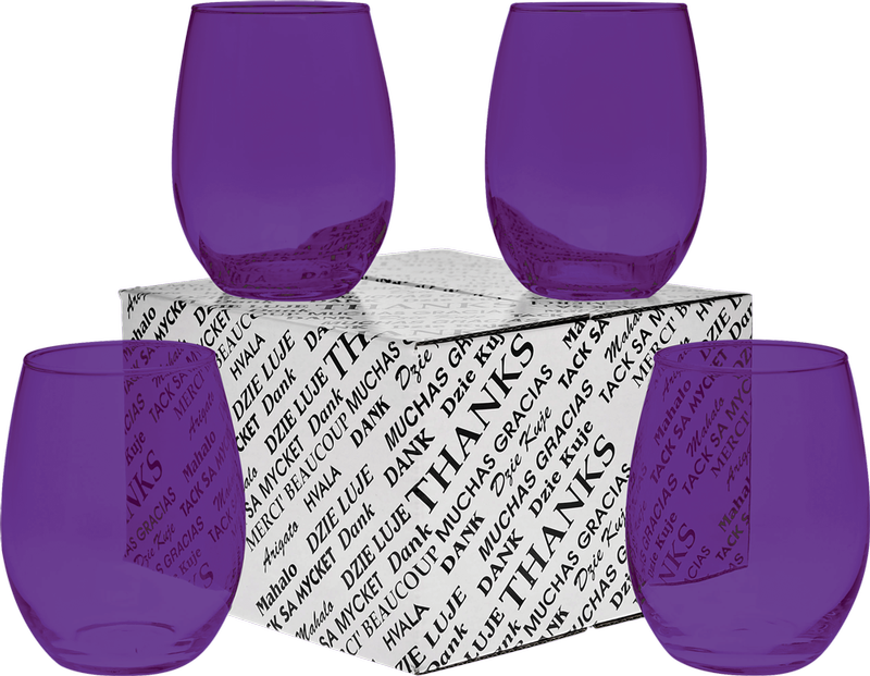 15 oz. Stemless Wine Glass Thank You Set 11