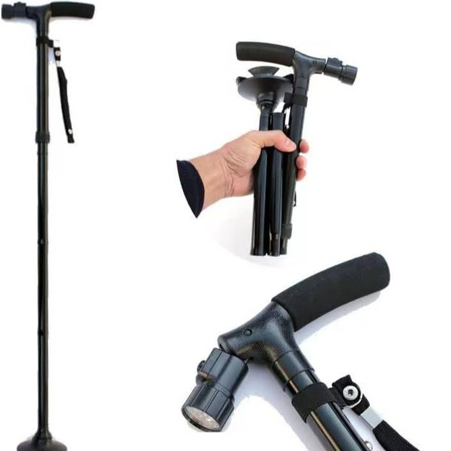 Adjustable Potrable Non-Slip LED Folding Walking Cane 3
