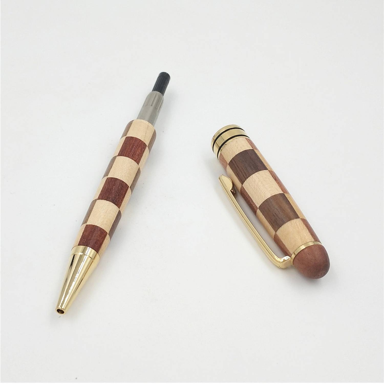 Handcrafted Checkered Wood Ballpoint Pen 6