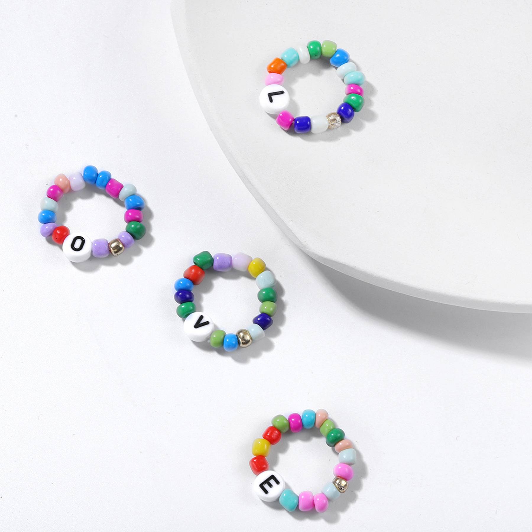 Plastic Stylish stretch beaded rings 6