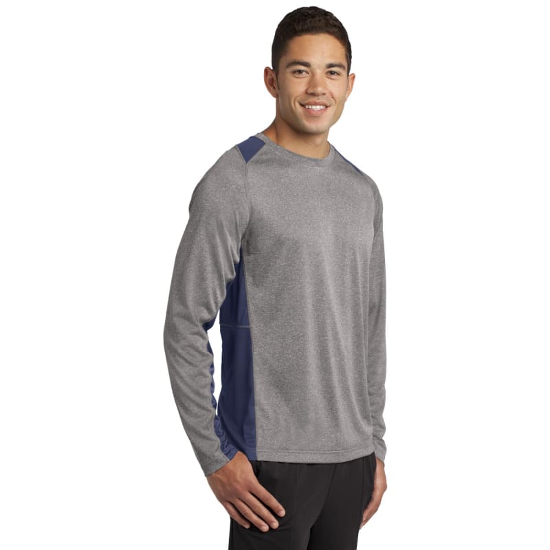 Sport-Tek Long Sleeve Heather Colorblock Contender Tee. 71