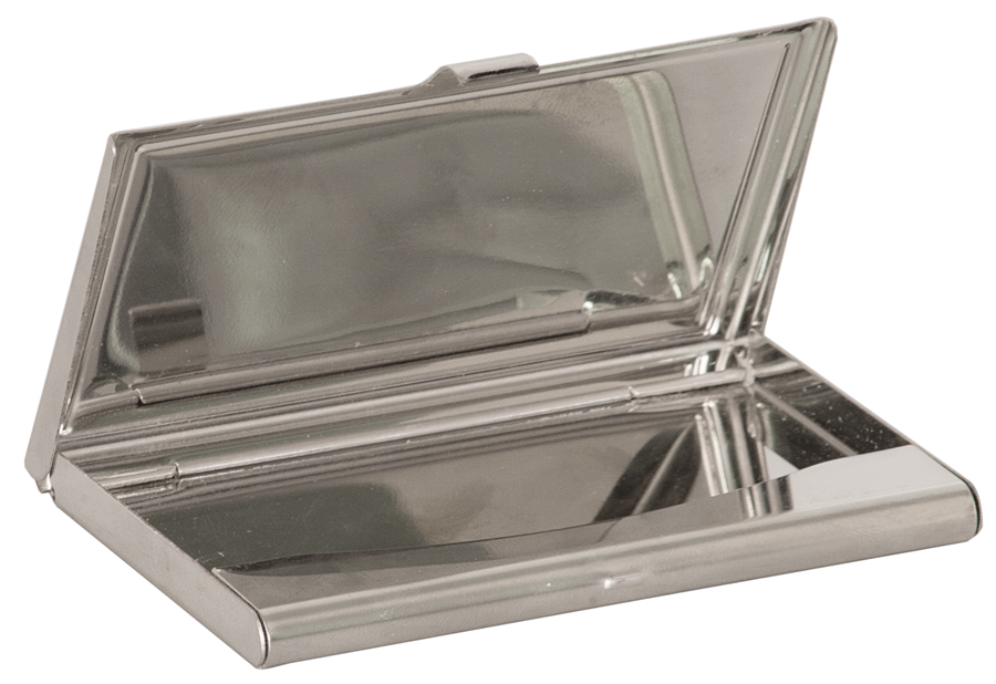 3 3/4" x 2 1/2" Metal/Wood Business Card Holder 2