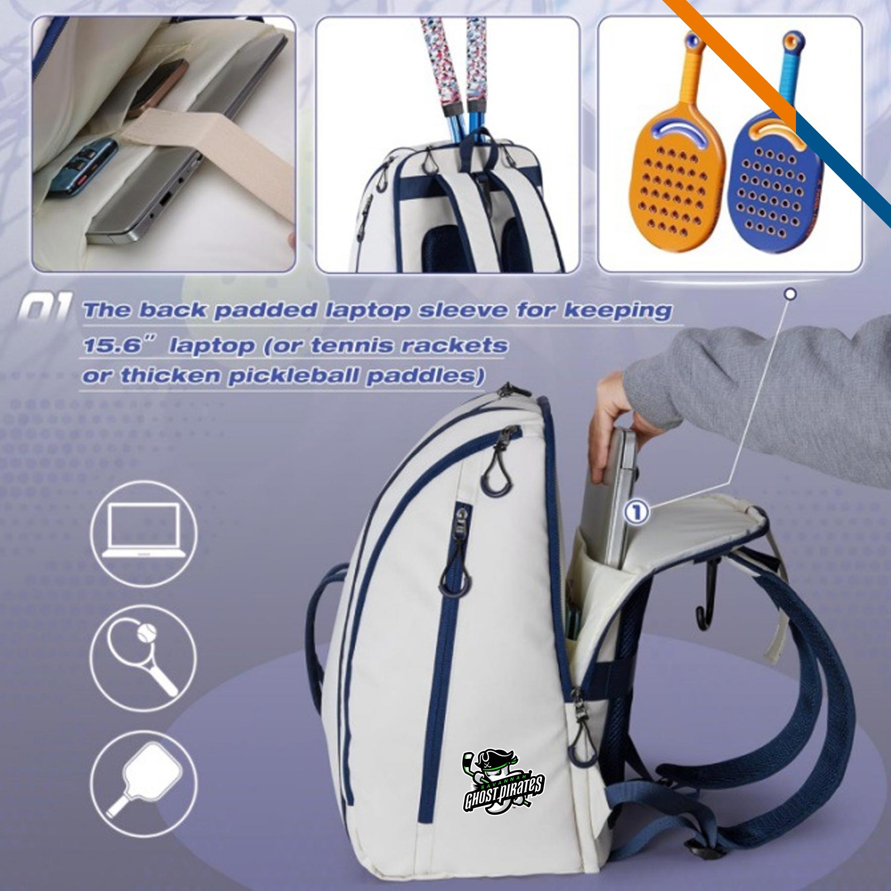 Vekan Nylon Pickleball Backpack 6