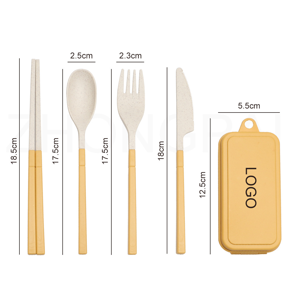 Wheat Straw Folding Cutlery Set with Case 2