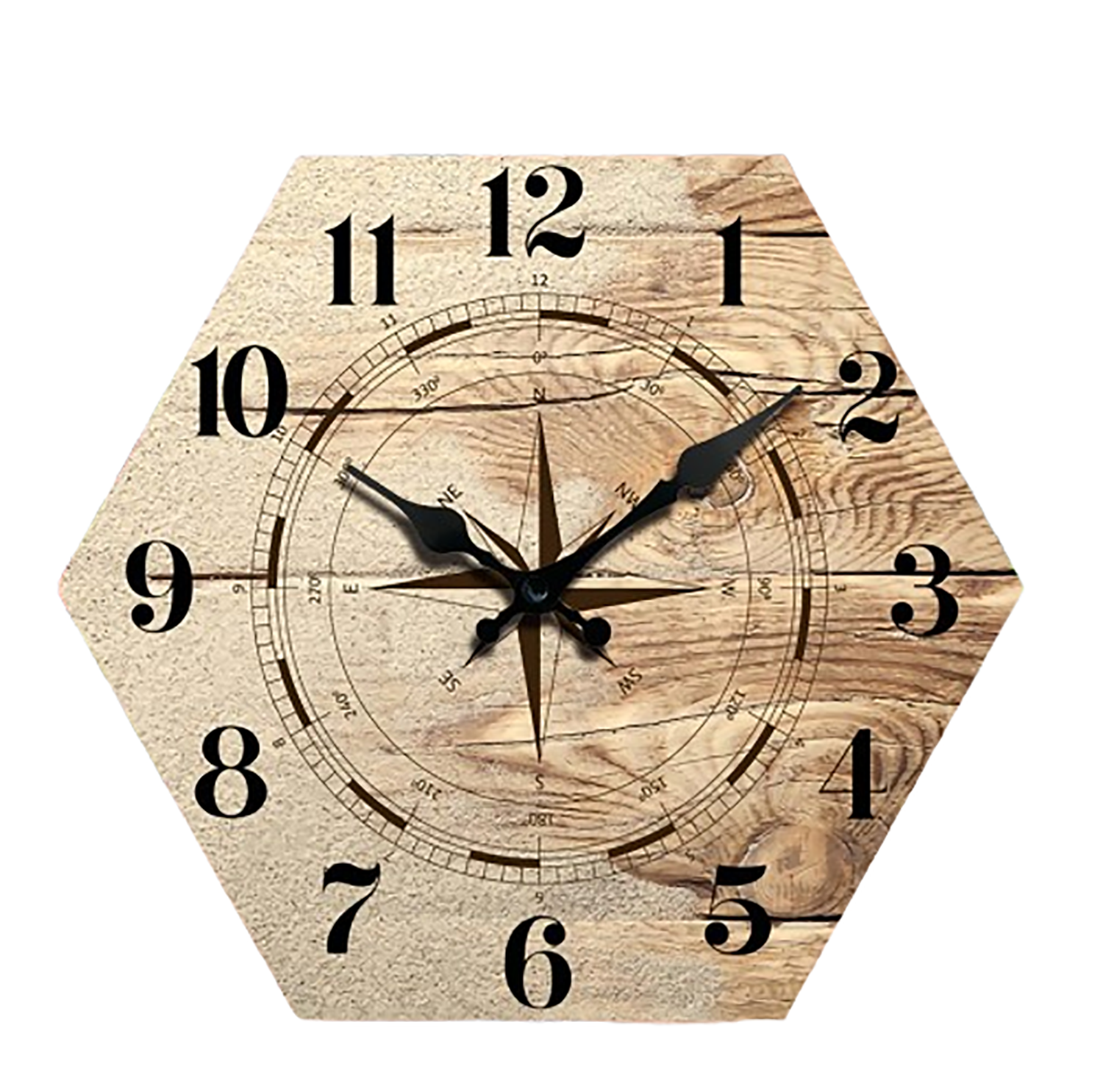 Hexagonal High-Density Fiberboard Wall Clock 11