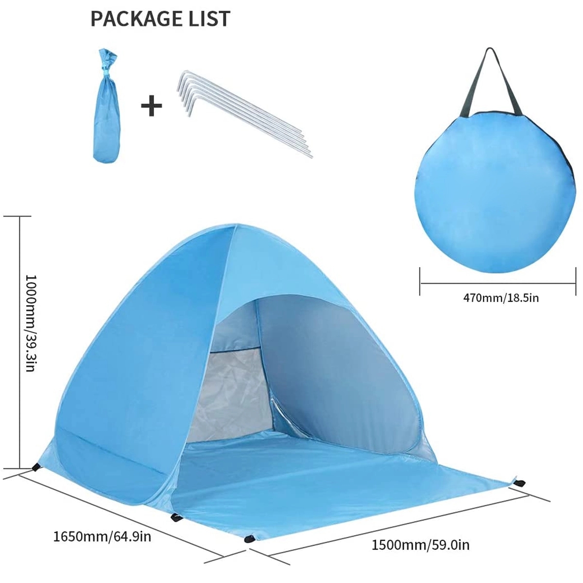Automatic Pop Up Beach Tent For 1-3 Person 3