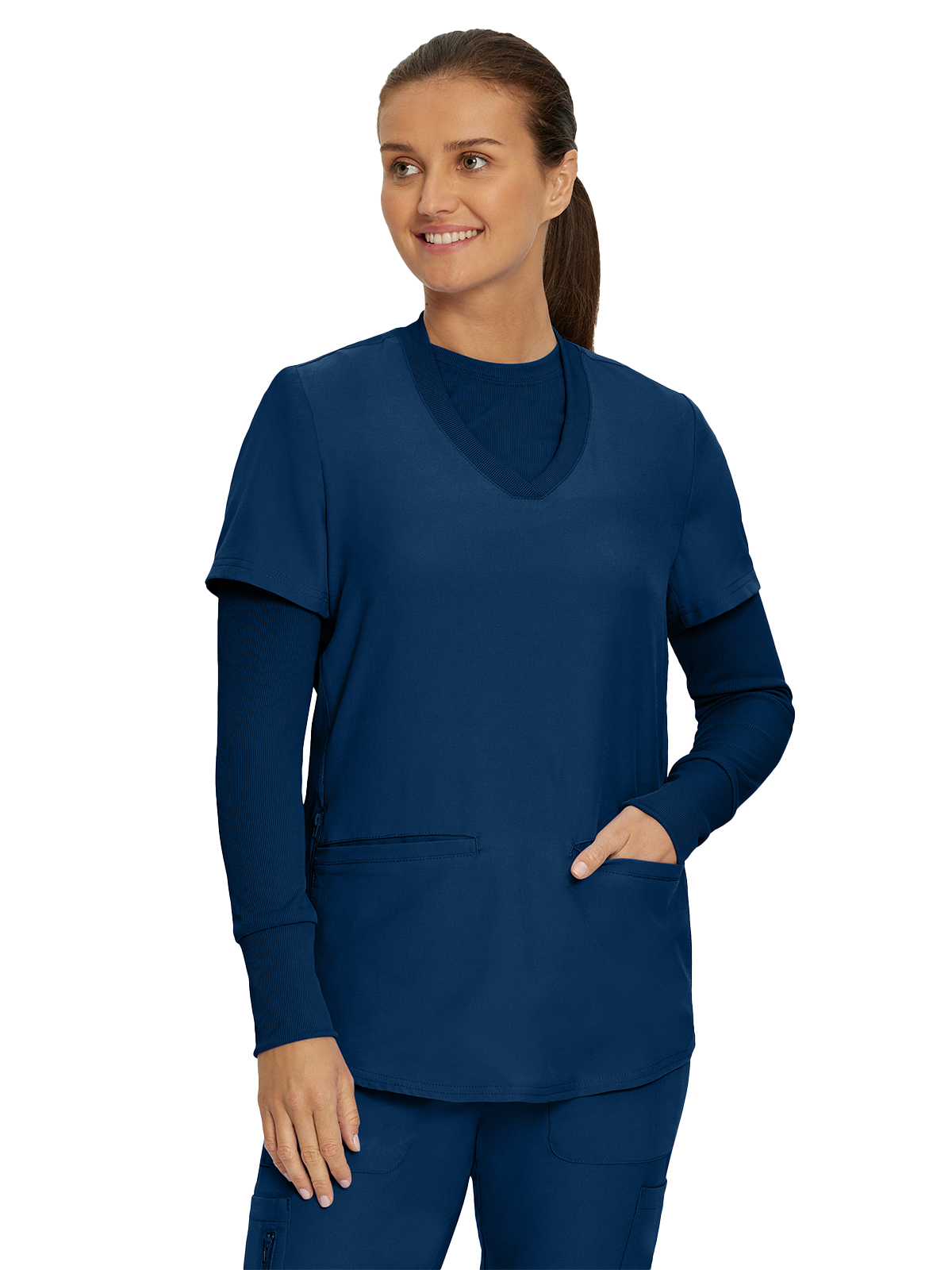 Landau - Forward - Women's One-Pocket Long-Sleeve Crew Neck Underscrub Tee