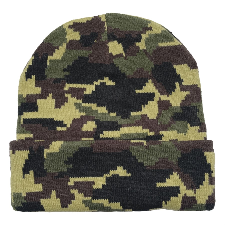 Camo Pattern Cuffed Beanie with Custom Logo - 100% Acrylic 8