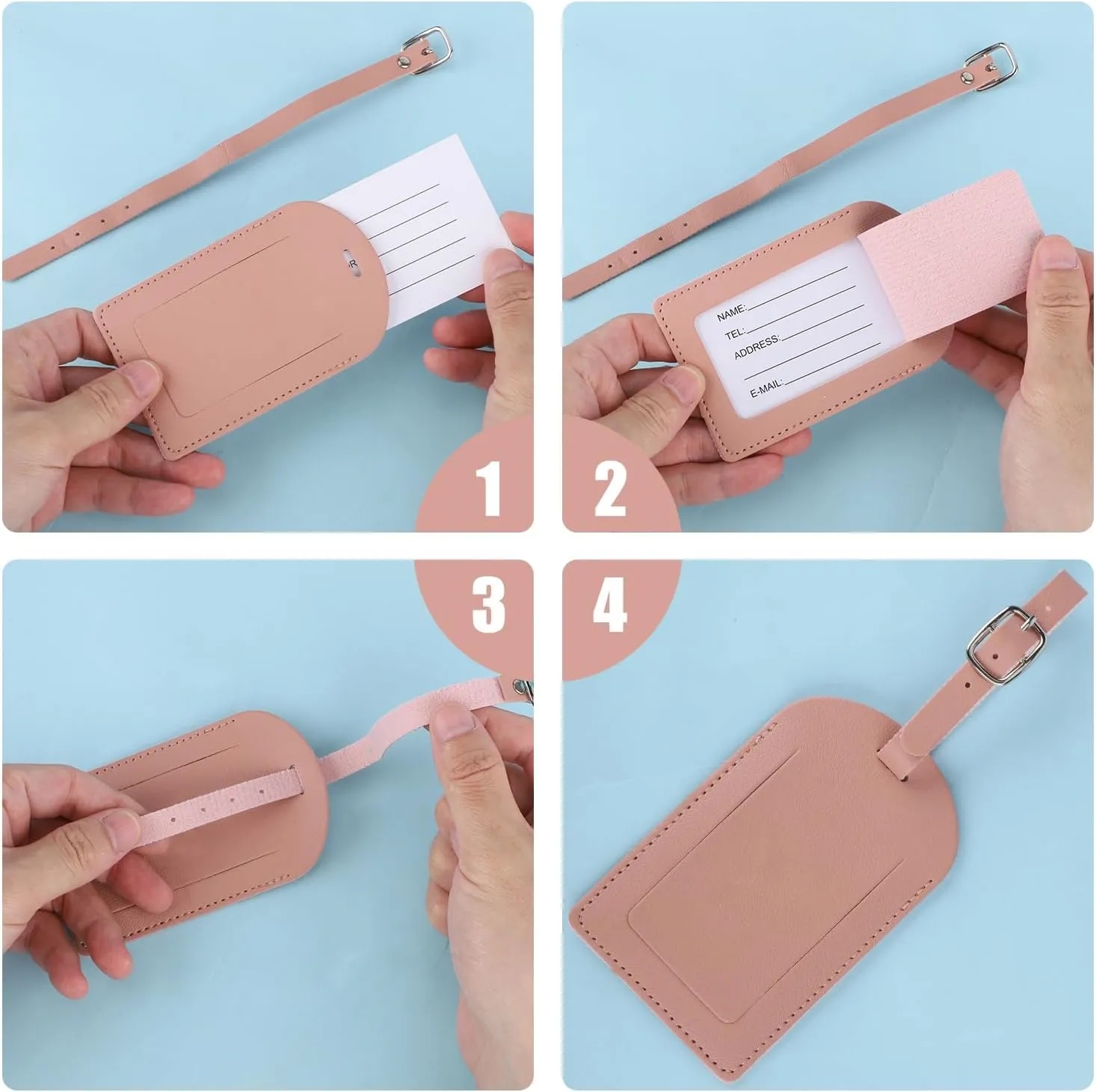PU Leather Privacy Protection Luggage ID Label Tag 10