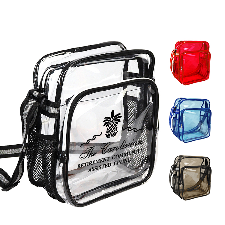 Clear Zipper Small Messenger w/Striped Sling 3