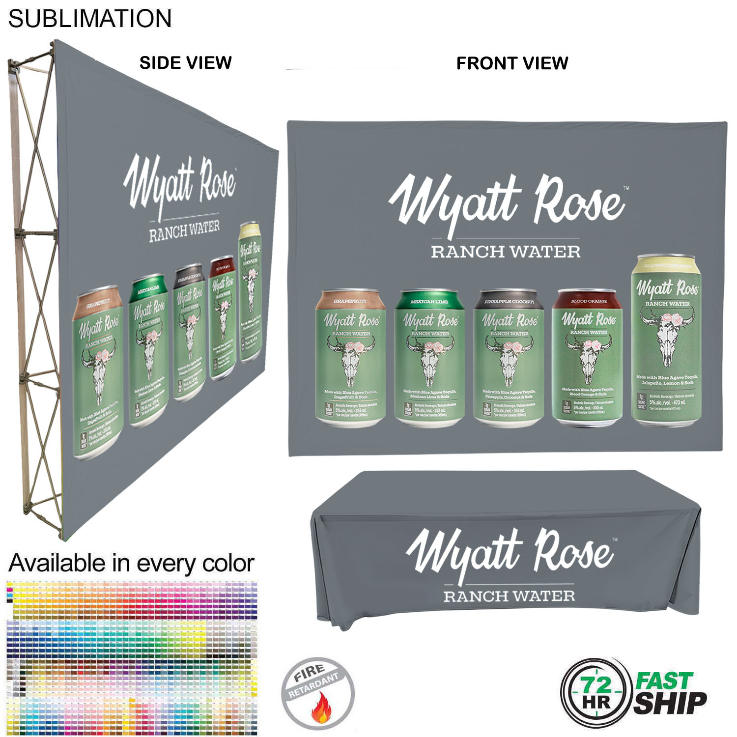72Hr Fast Ship - Tradeshow booth package Ultra, 10' Straight Fabric Wall and Premium 8' tablecloth 2