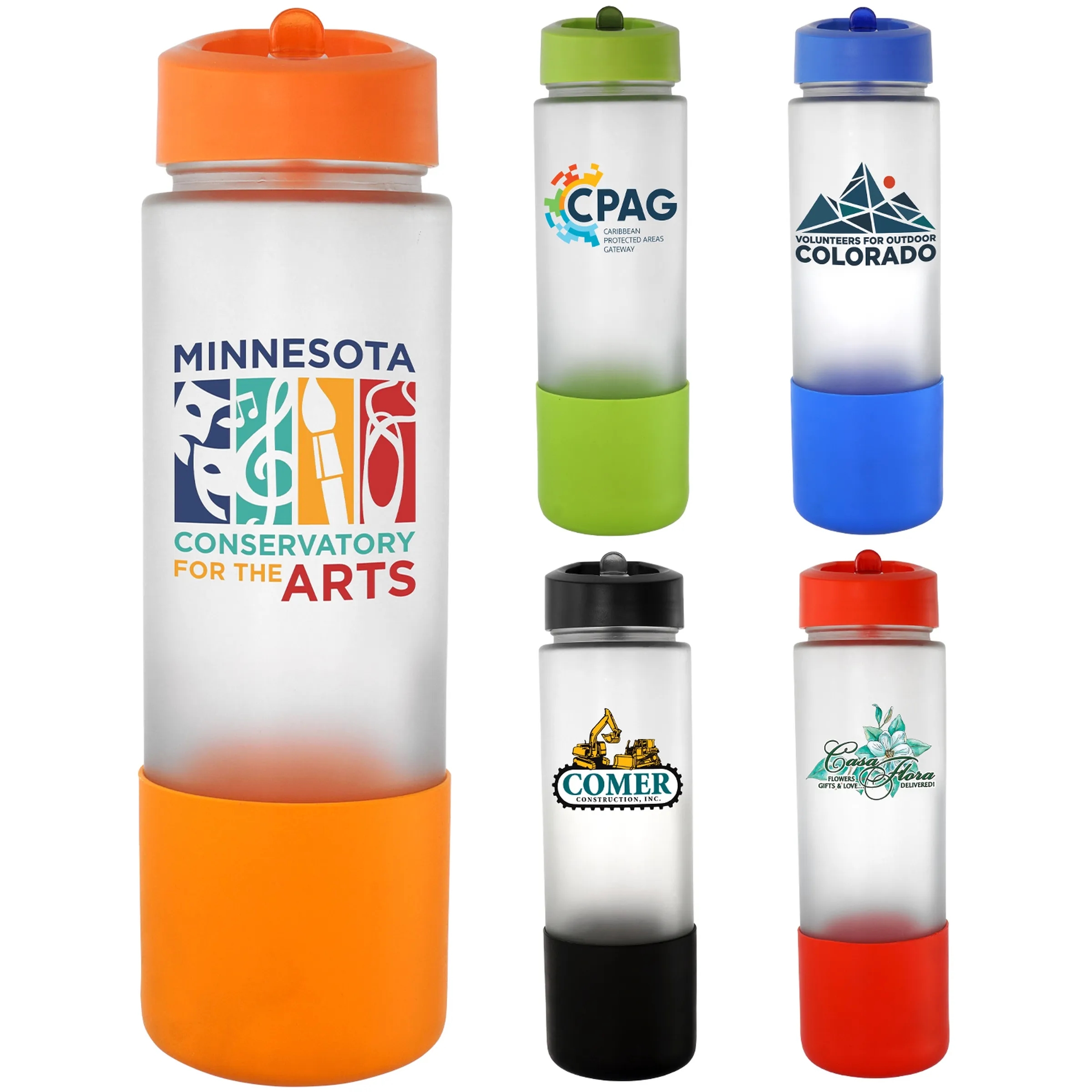 Pop Up 22 oz. Full Color Frosted Glass Grip Bottle