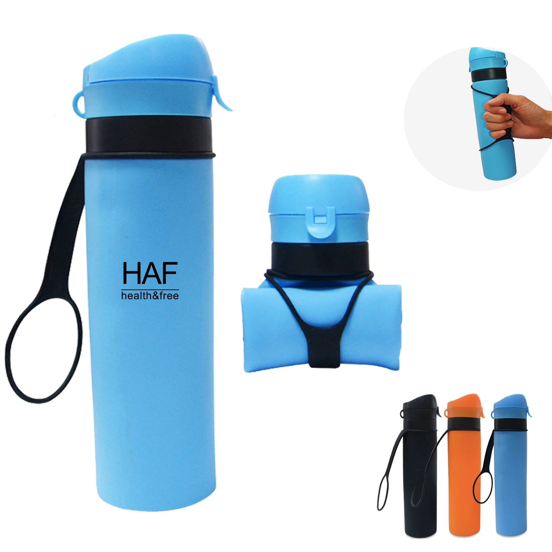 600ML/20oz Outdoor Silicone Telescopic Folding Kettle 2