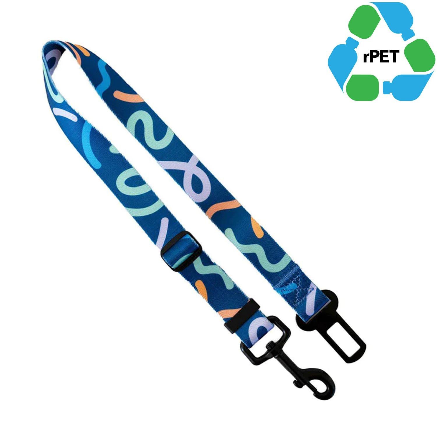 1"W x 24"L rPET Eco-friendly Adjustable Pet Safety Sublimation Seatbelt Leash 3