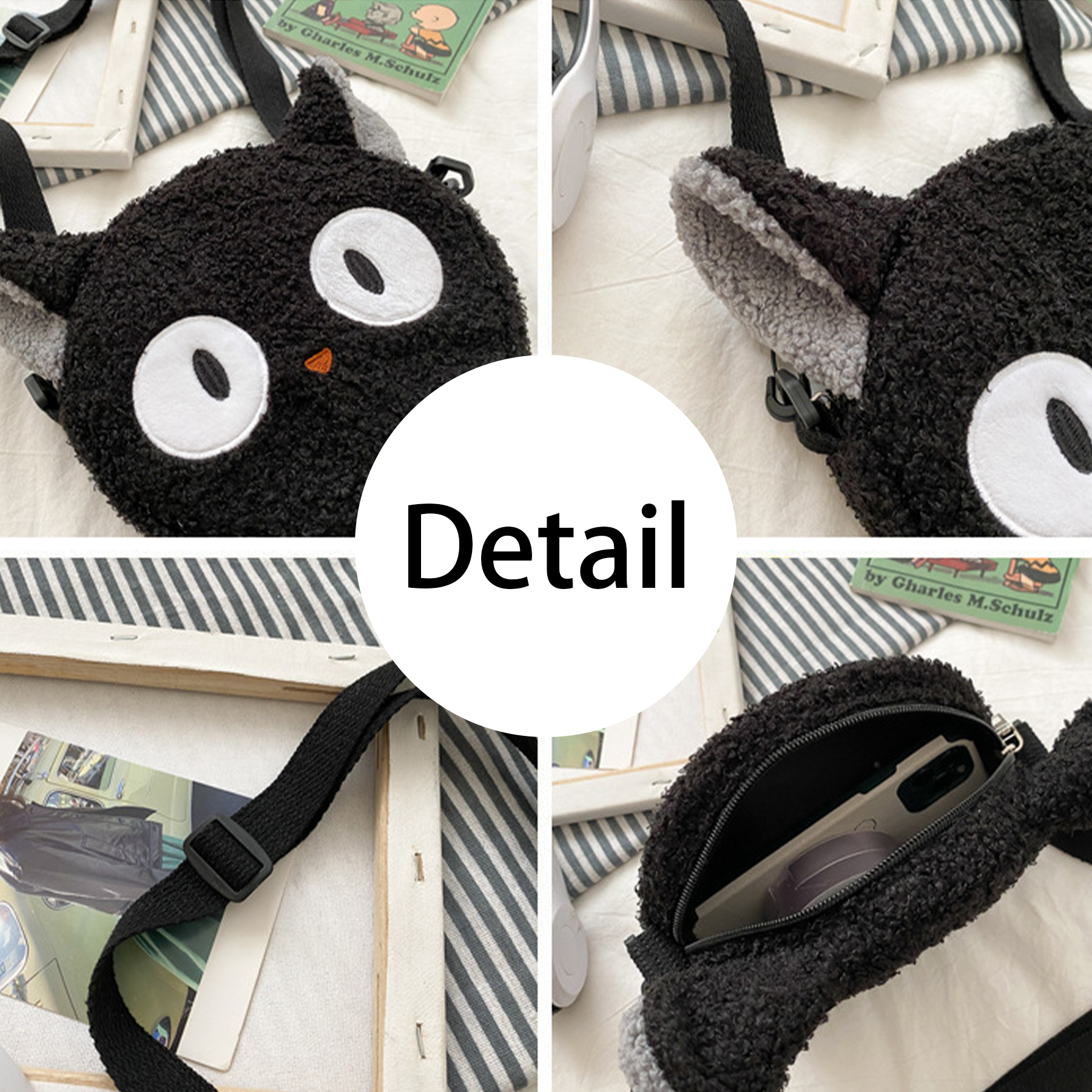 Cotton Cute girl lamb hair shoulder cross-body bag 6