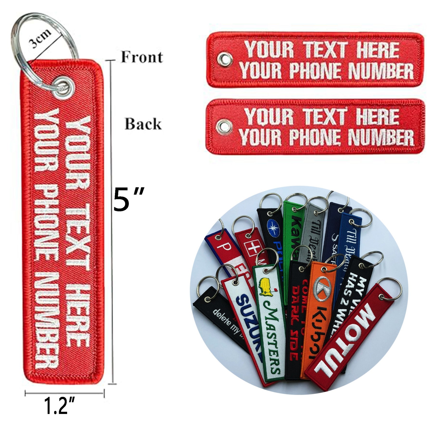 Custom Embroidery keychain Key Tags 3