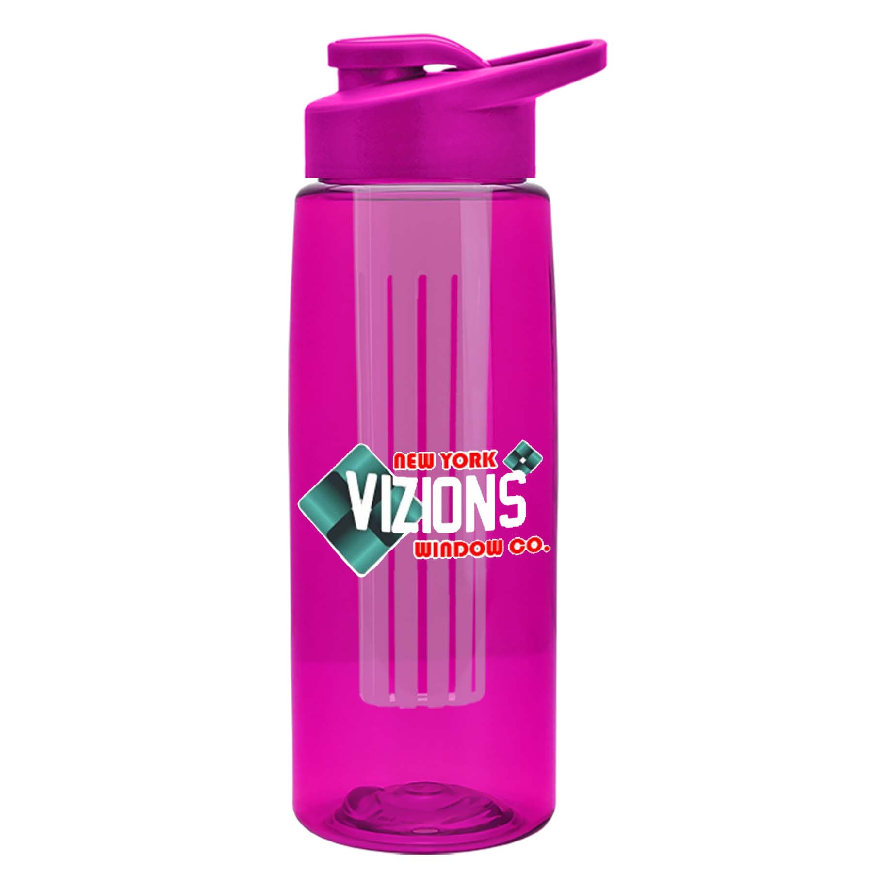 The Flair - 26 oz. Transparent Tritan Bottle with Drink thru , Large infuser, and Digital Imprint 7