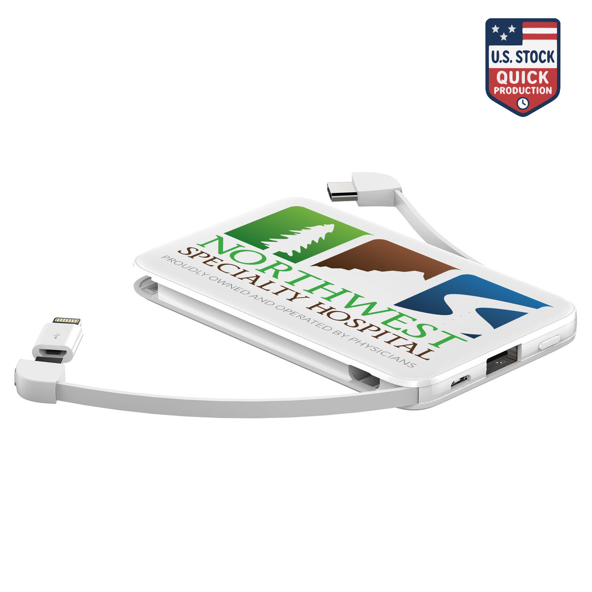 Slim 2.1A Output Power Bank With Attached Charging Cords 5