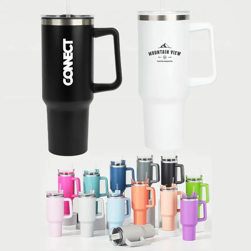 40oz Stainless Steel Double Wall Tumbler With Lid And Handle 10