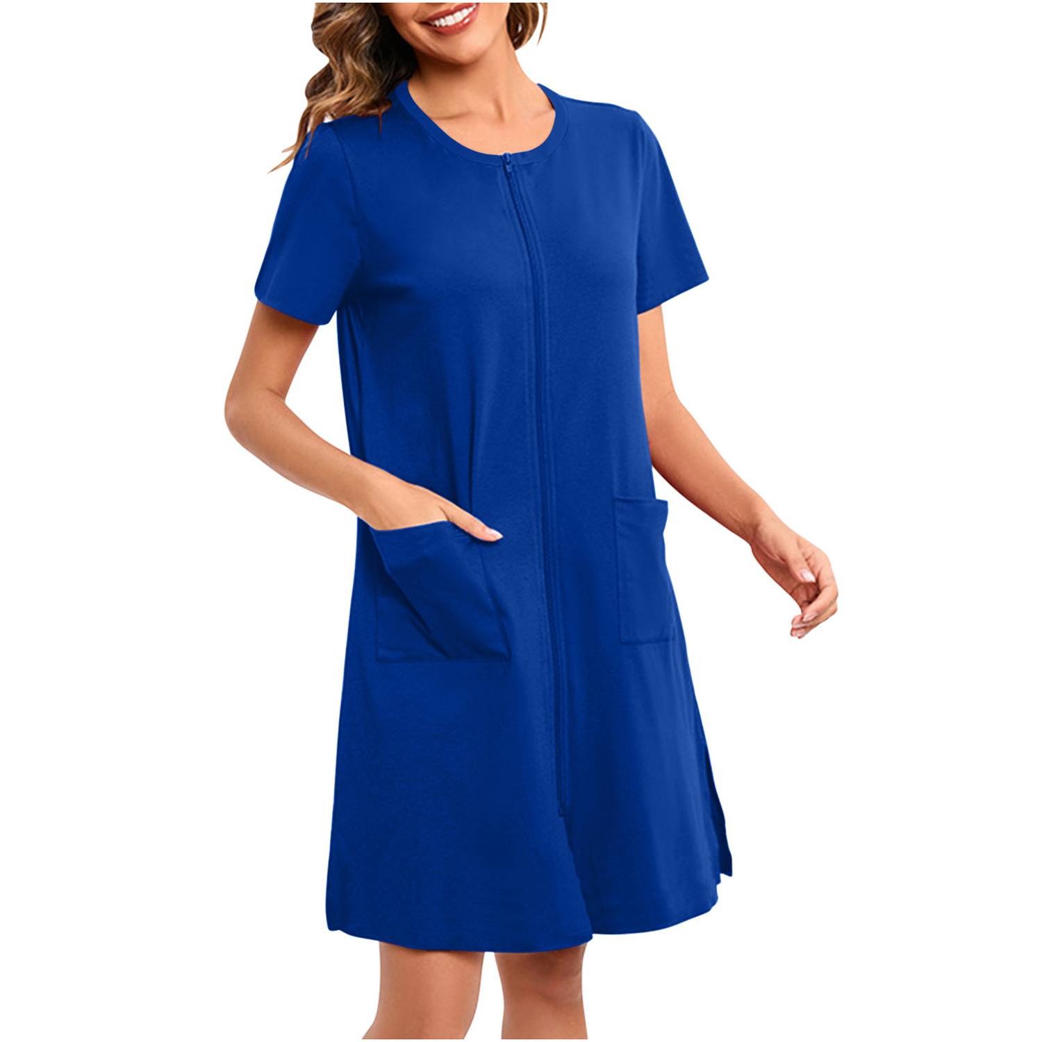 Women Summer Short Sleeve Loose Nightgown Dress 9