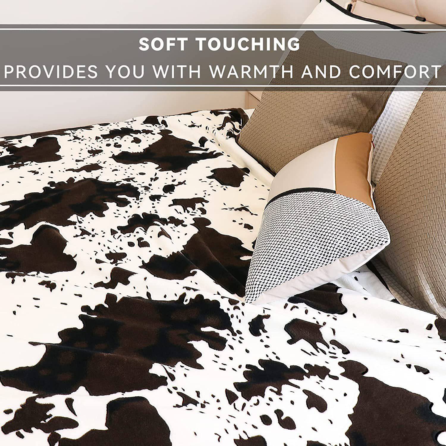 Fleece Black Cow Print Throw Blanket 4