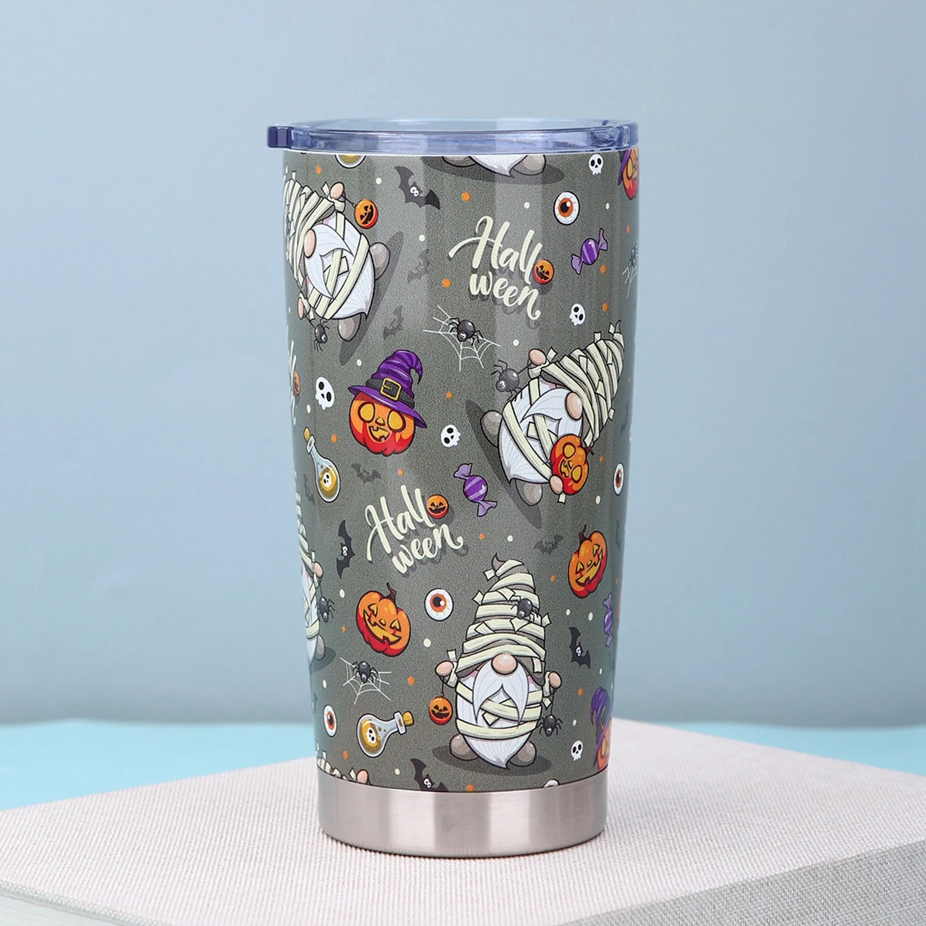20 Oz. Double Wall Christmas/Halloween Tumbler with Lid 7