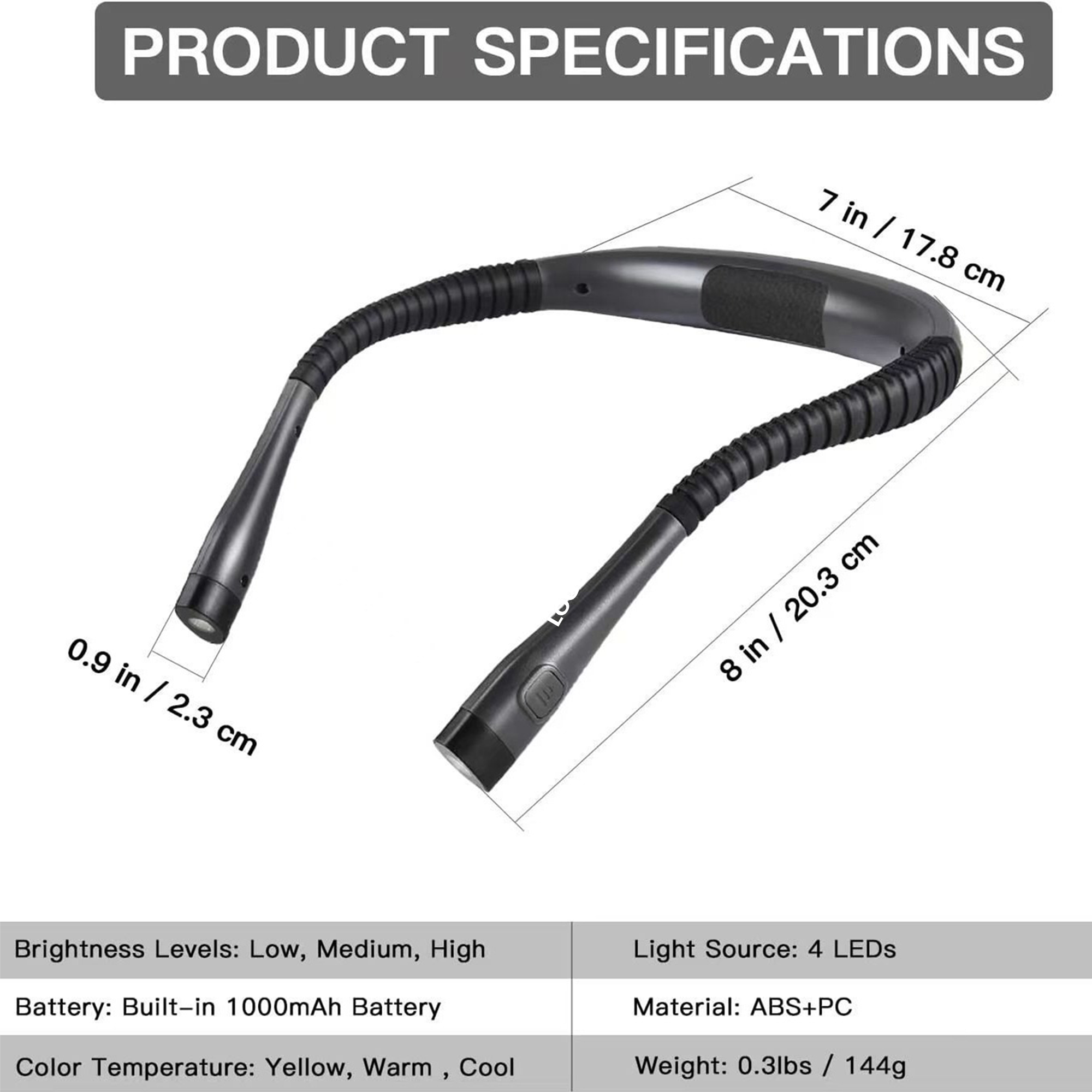 Rechargeable Neck Reading Light - 3 Color Modes, Hands-Free 2