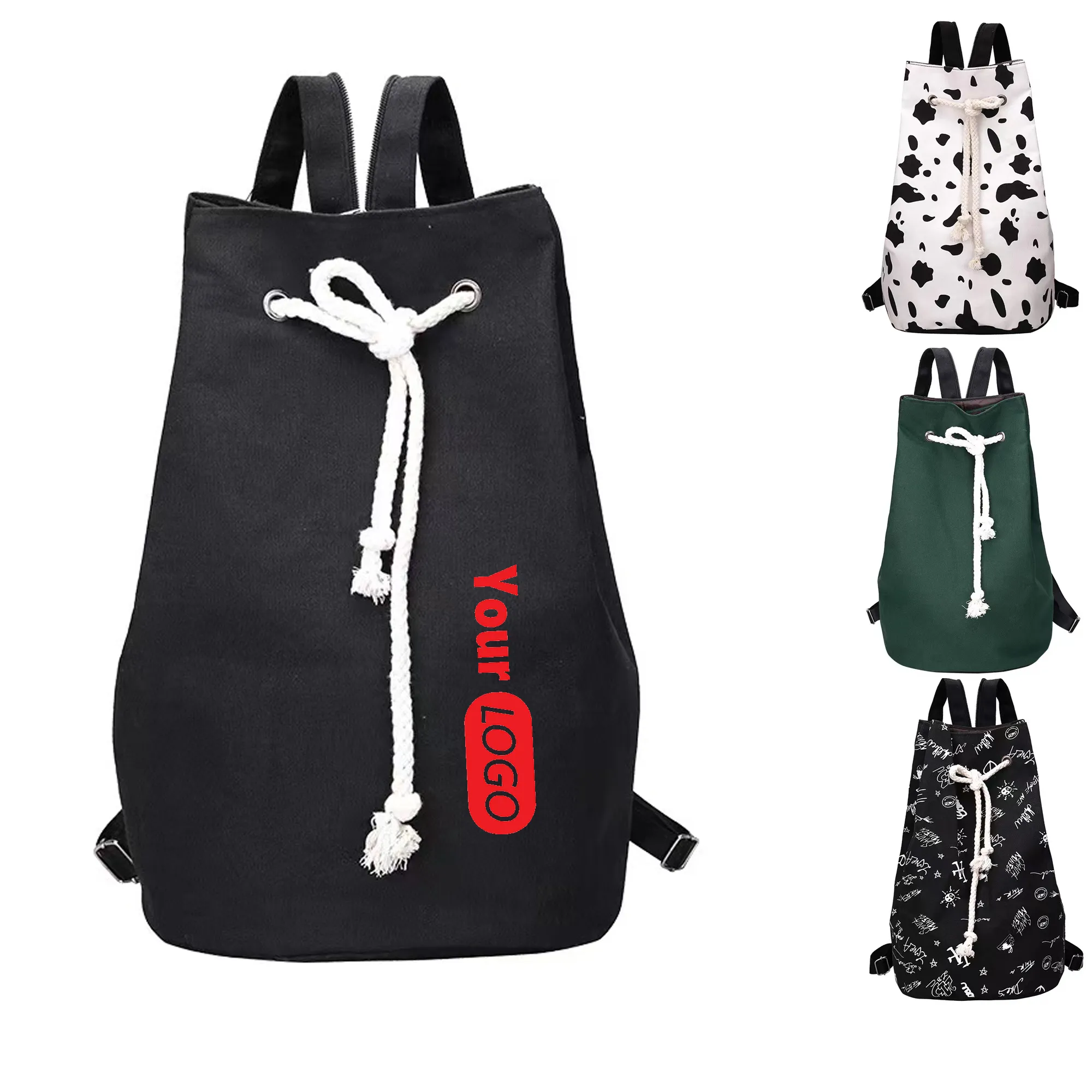 Custom High-Capacity Drawstring Canvas Backpack