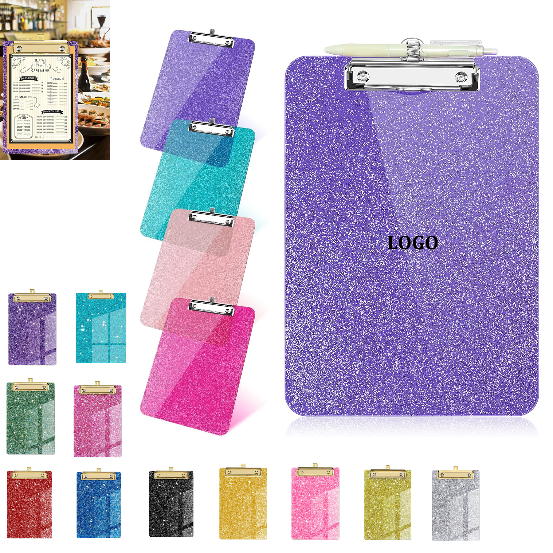 Plastic Clear Glitter Clipboard 6