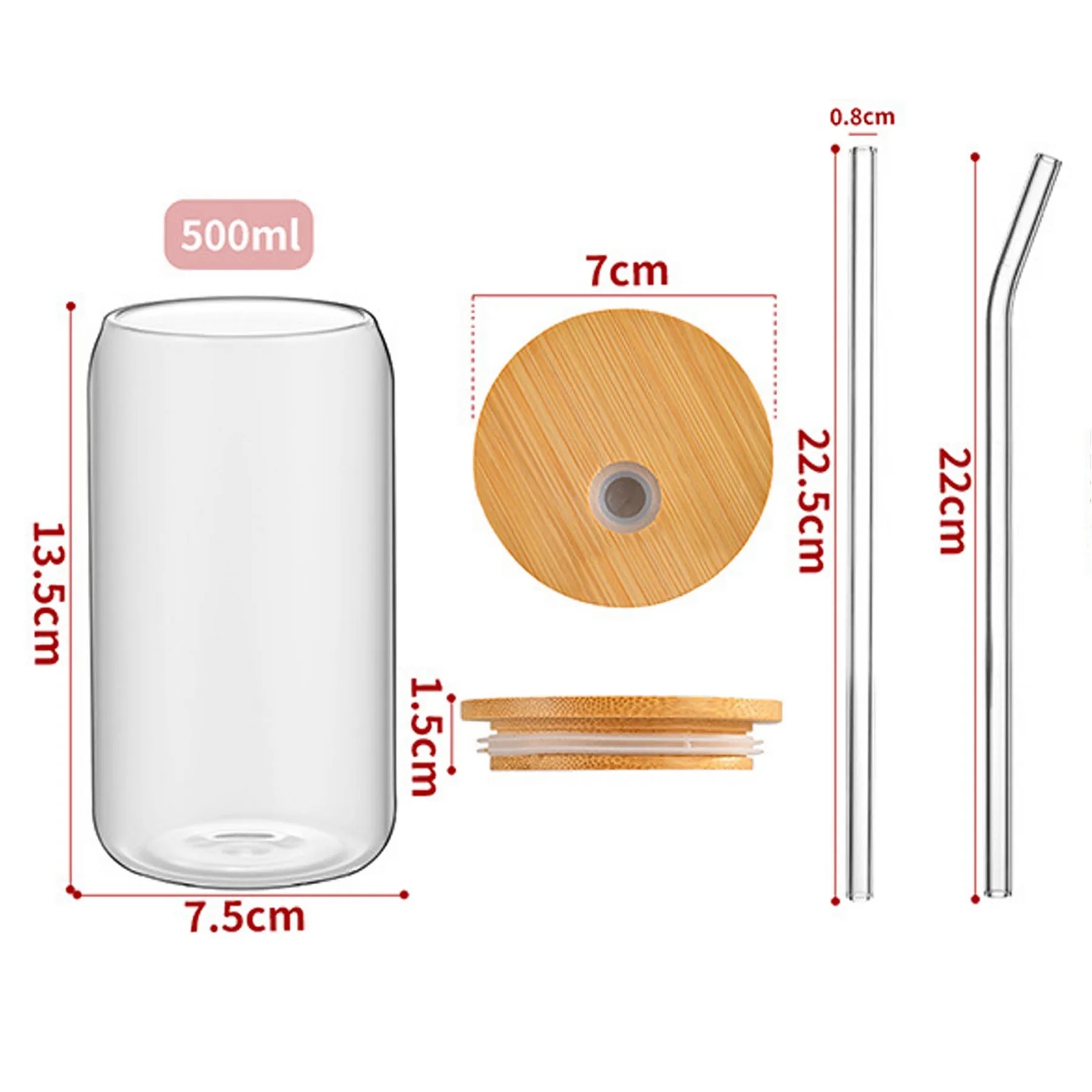 16oz Clear Glass Bamoboo Lid 3