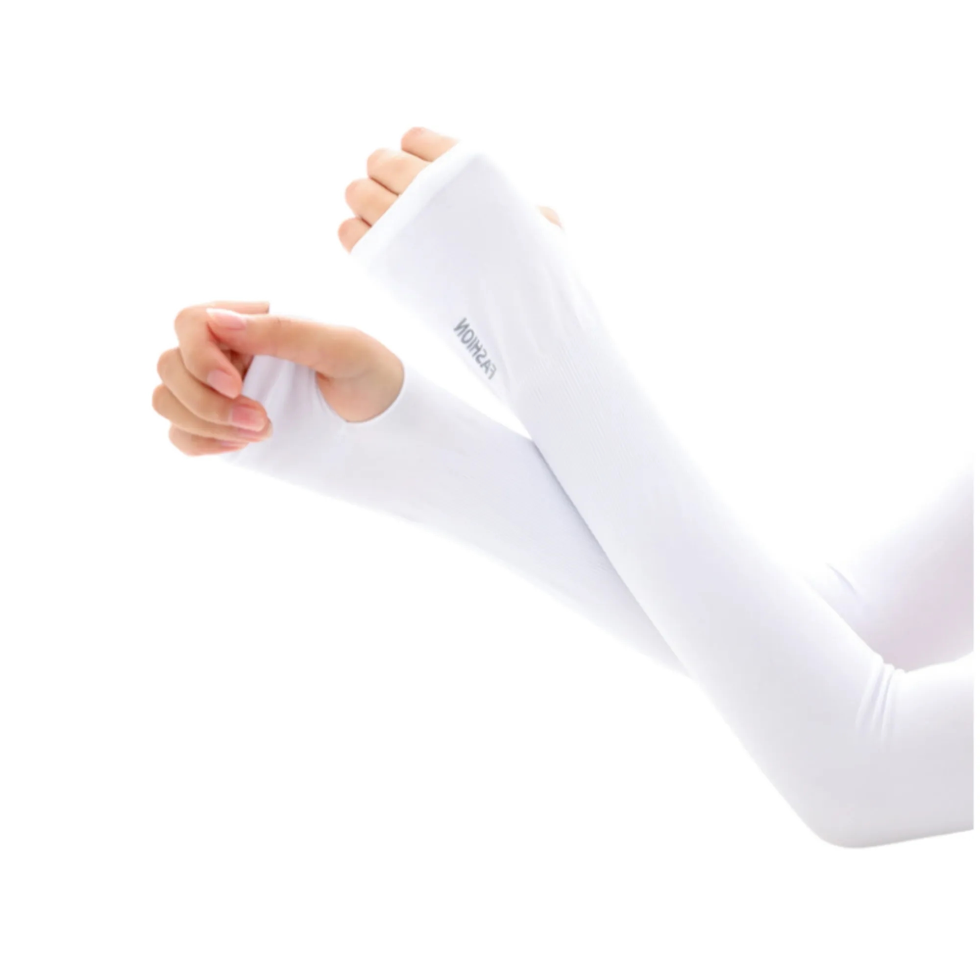 Custom UV Protection Ice Silk Arm Sleeve With Thumb Loop 5