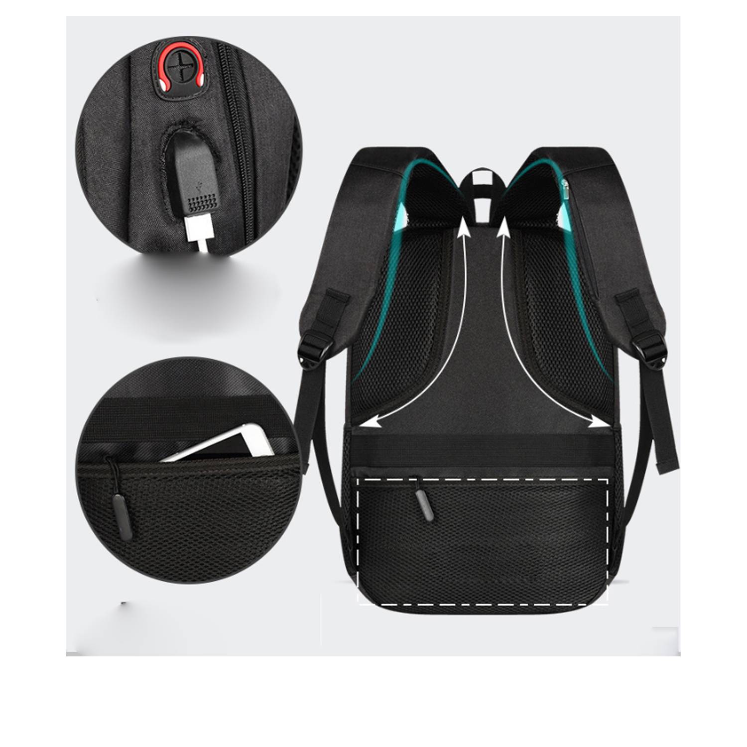 Business Computer Oxford Backpack With Usb Charging Port 5