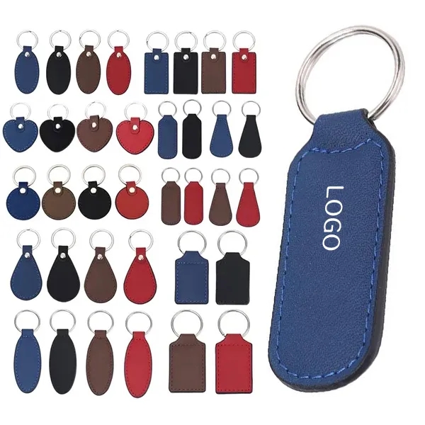 50 MOQ PU Leather Double-Sided Keychain - Durable Key Ring 3