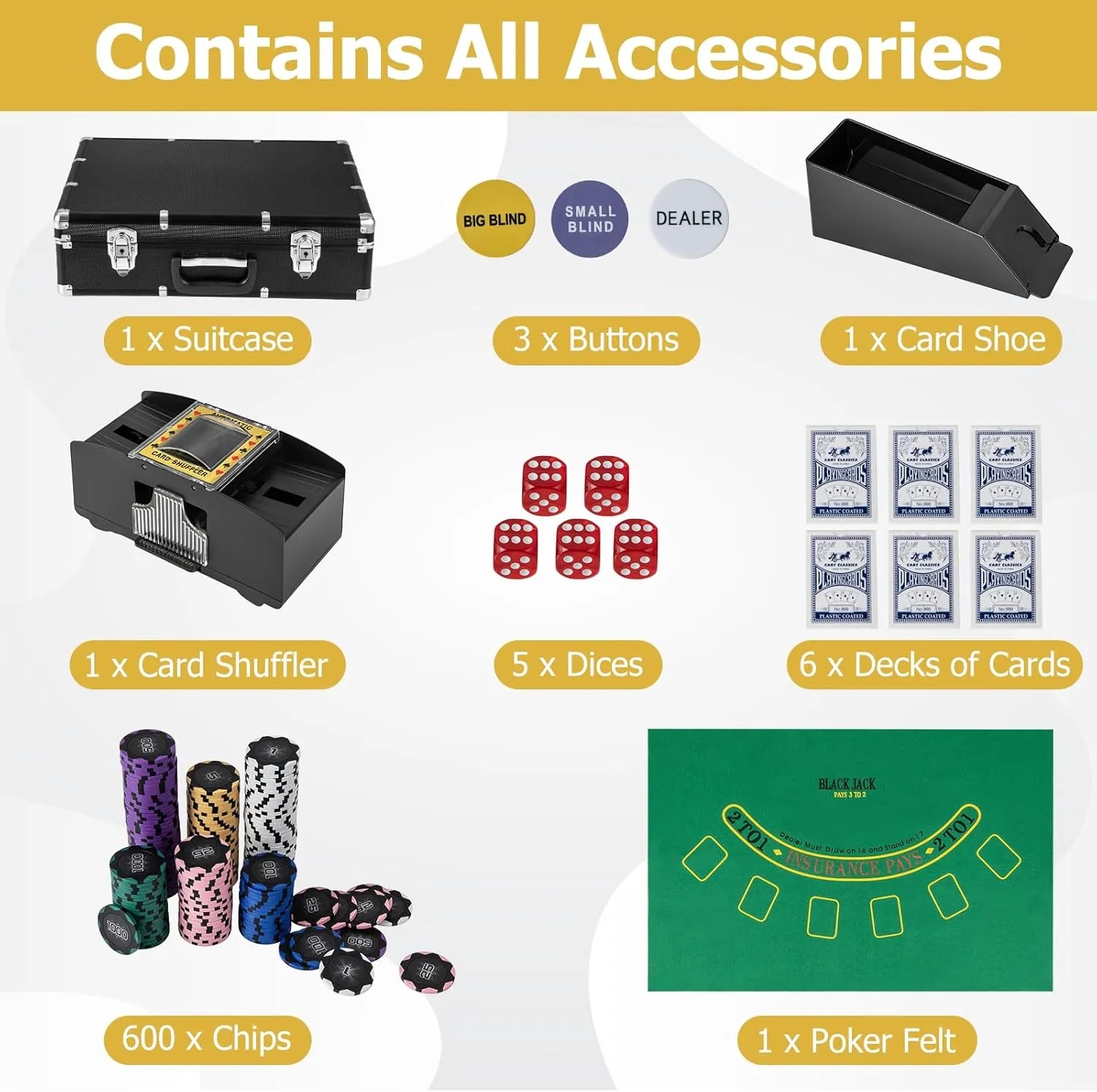 600 PCS 14 Gram Clay Poker Chips w/Case 2