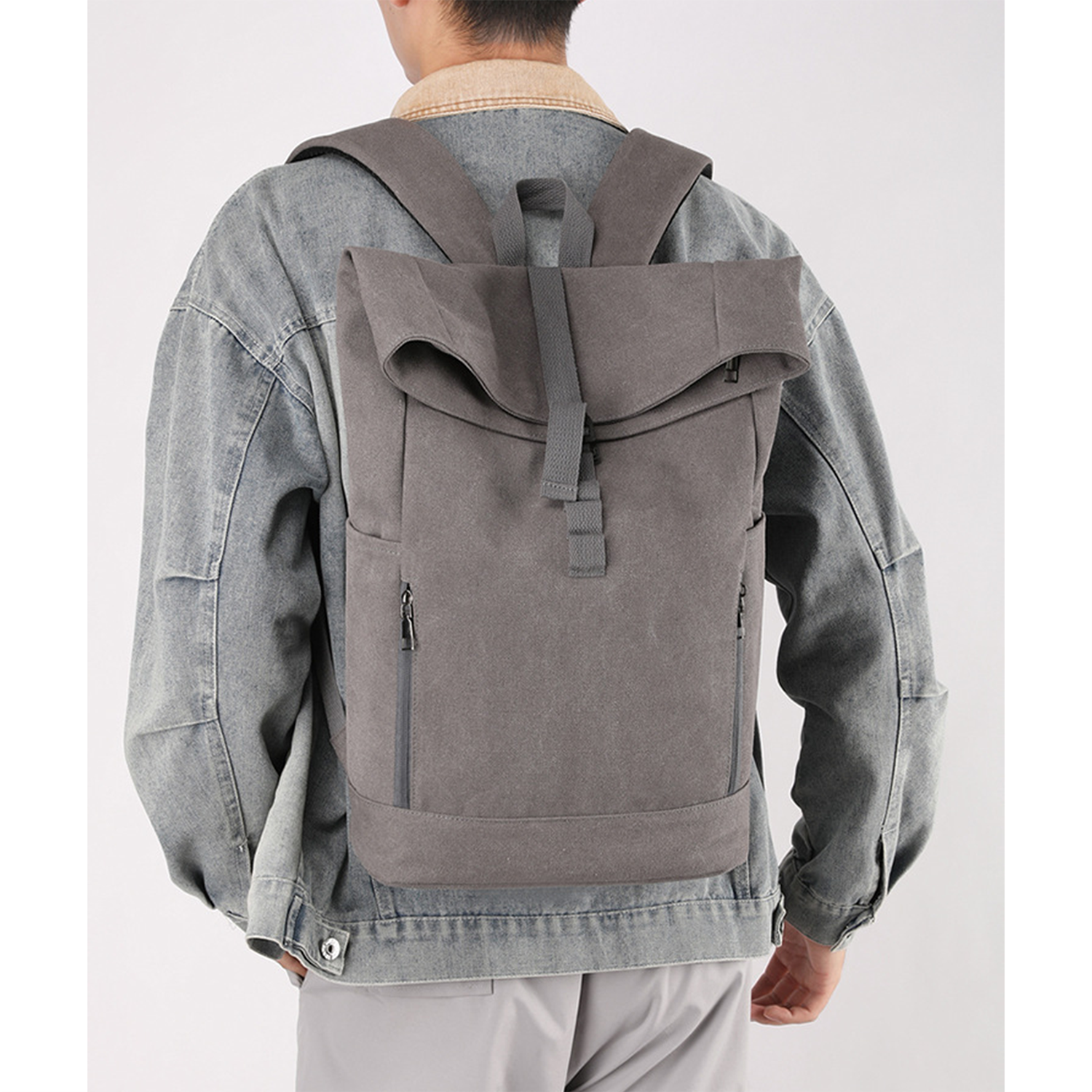Outdoor Canvas Roll Top Backpack 9