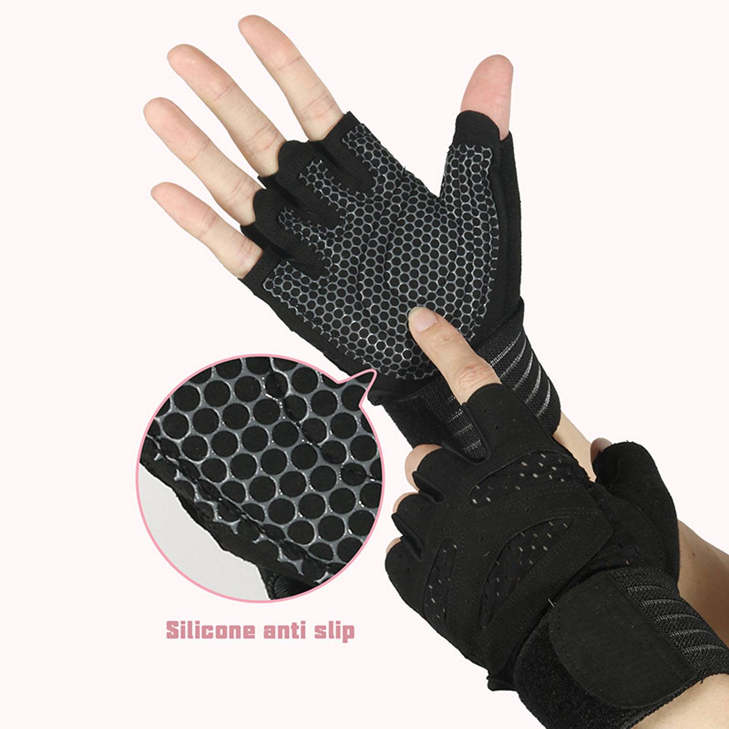 Unisex Padded Gym Workout Gloves w/ Adjustable Wrist Strap 6