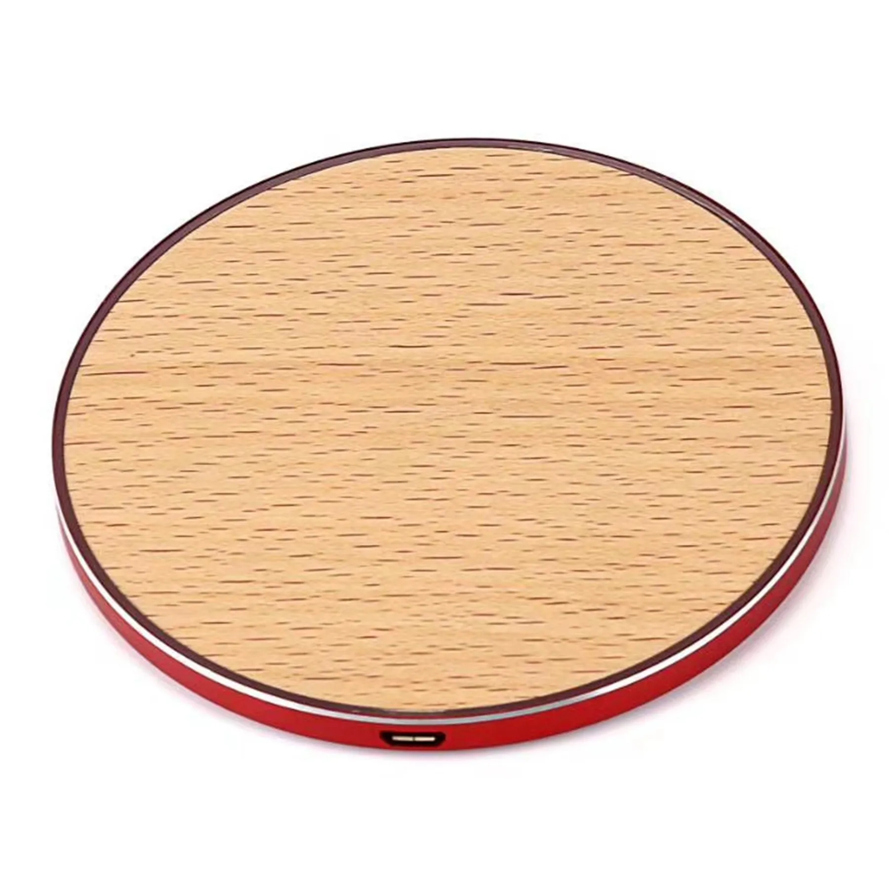 10W Wooden Round Ultra-thin Wireless Charger 4