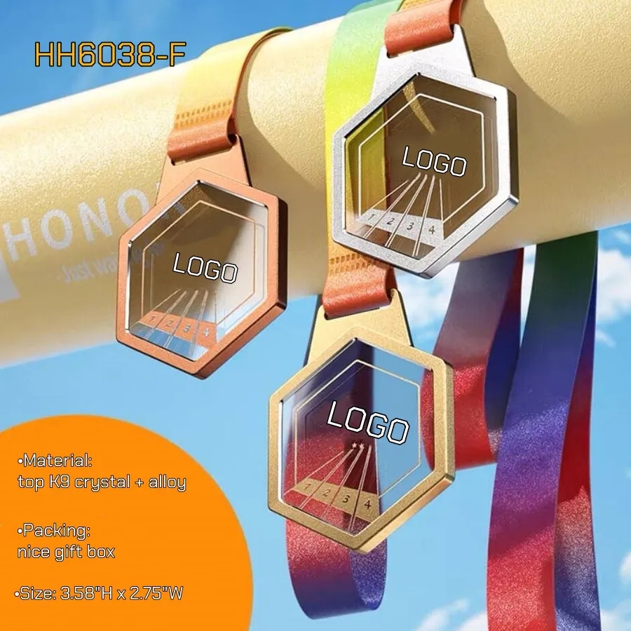 Wholesale Crystal Medals with Ribbon Metal Award 8
