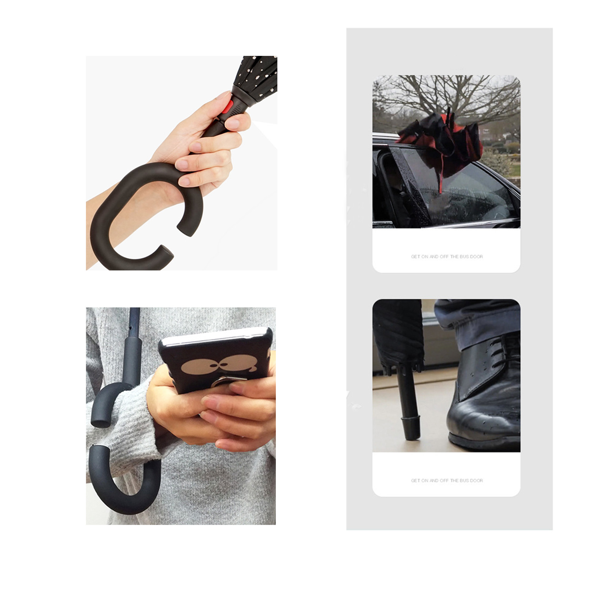 Inverted Reverse Folding C-Shaped Handle Umbrella 15