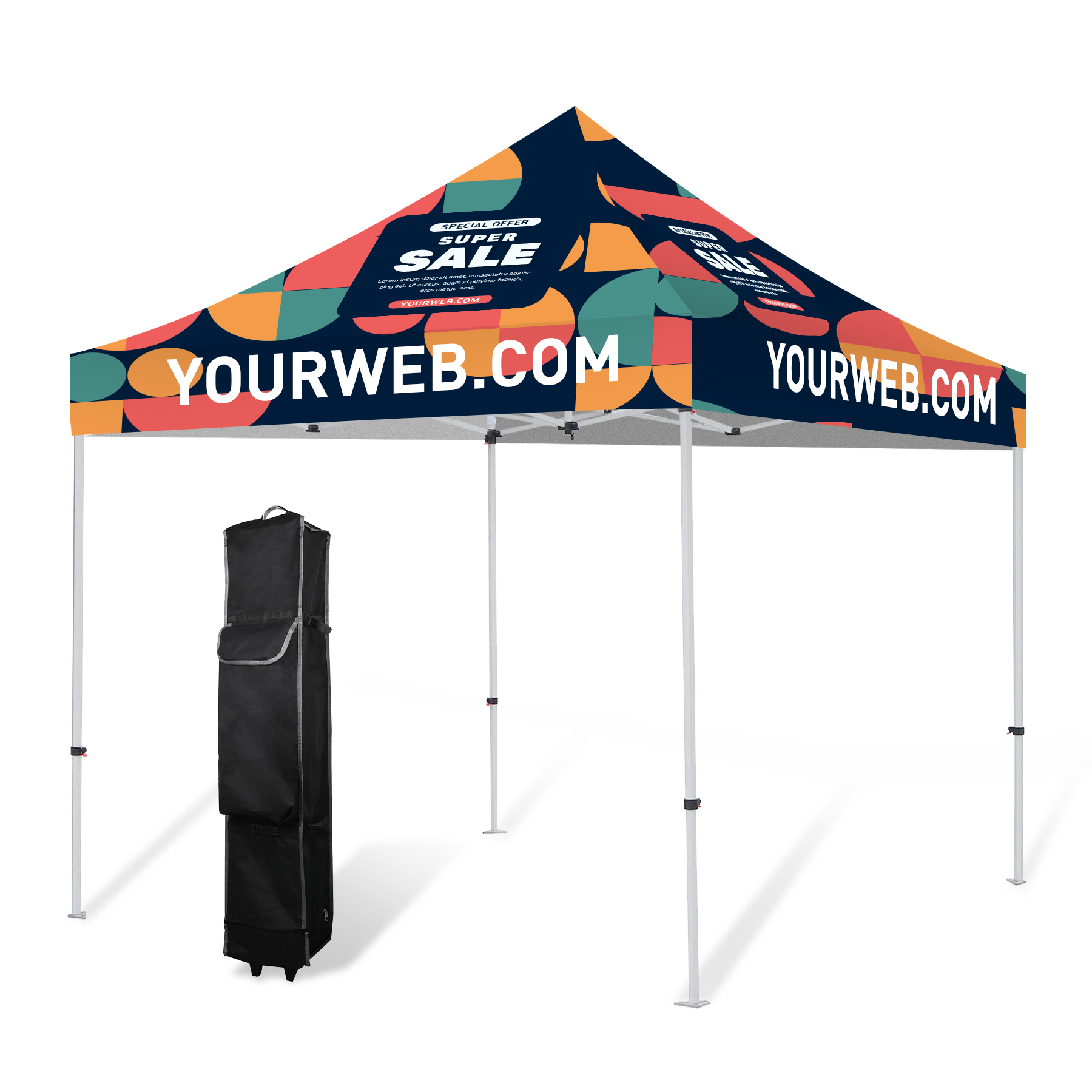 10' Premium Hex Aluminum Frame w/ Full Color Canopy 4