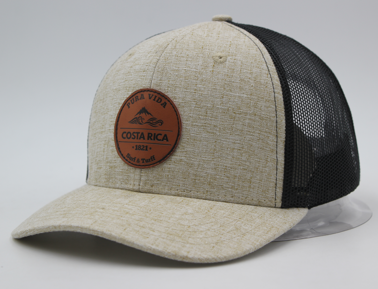 Trucker Cap 6 Panel Mesh Back SnapBack Leather Patch