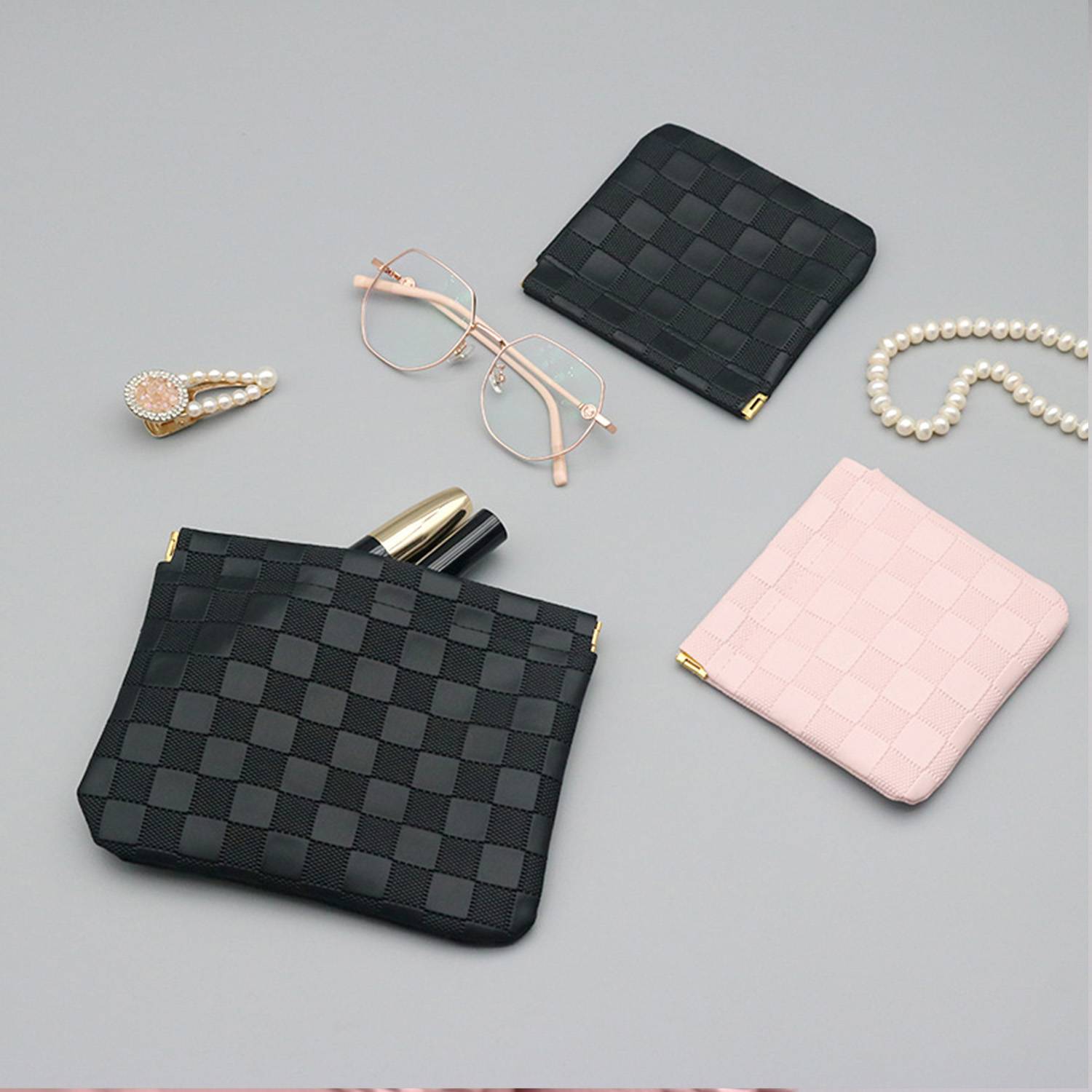 Travel Mini PU Makeup Bag with Snap Closure & Nylon Lining, custom luggage with logo imprint 13