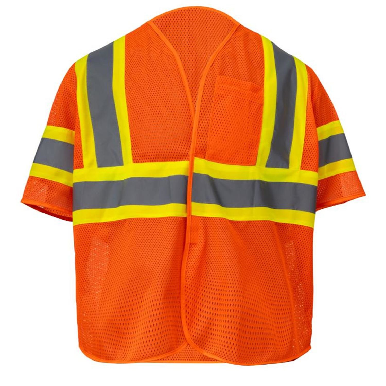 3.8oz. Polyester Class 3 Two Tone Reflective Safety Hook & Loop Vest With Pocket 7