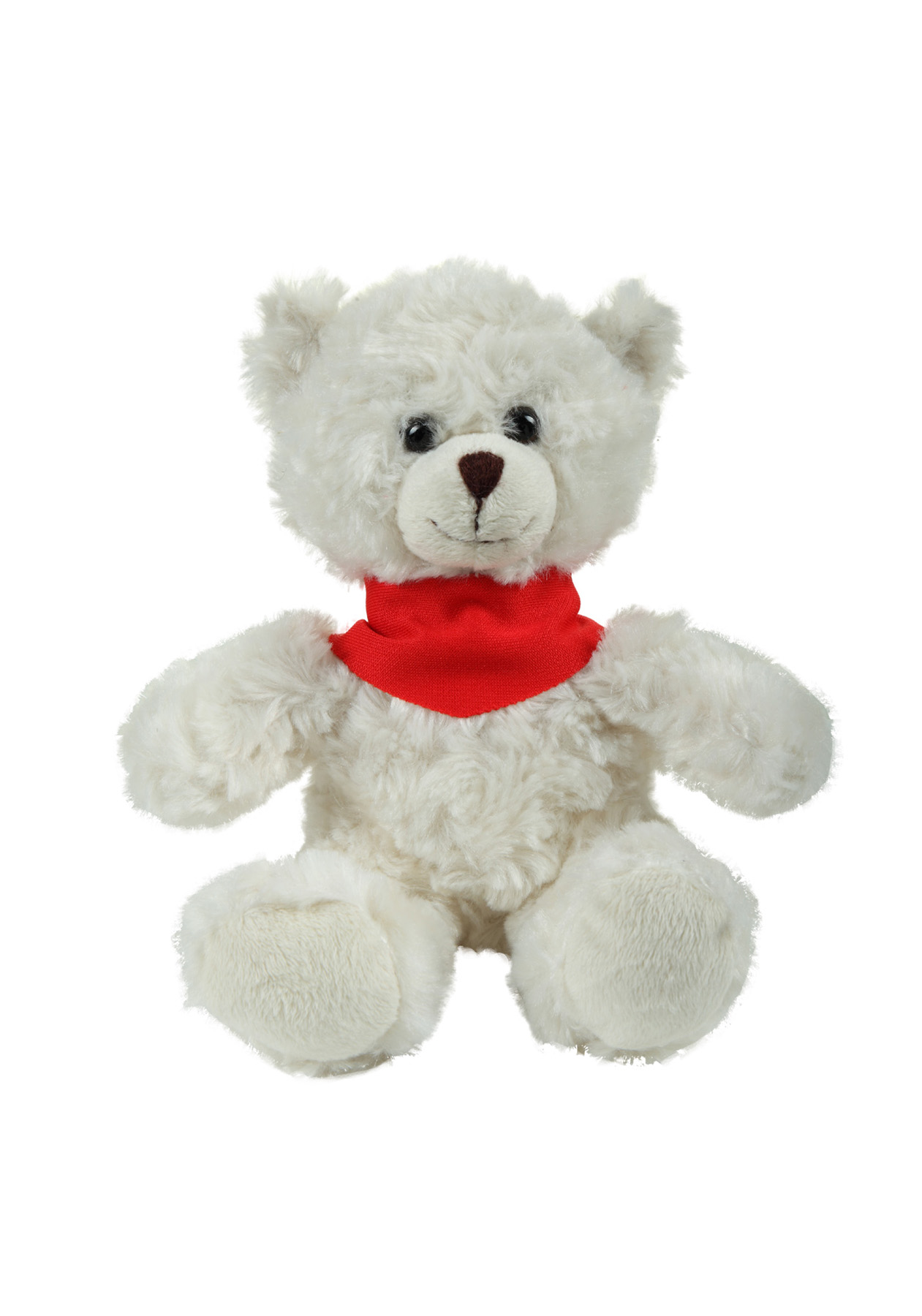 soft plush Cream Curly Sitting Bear with bandana 6