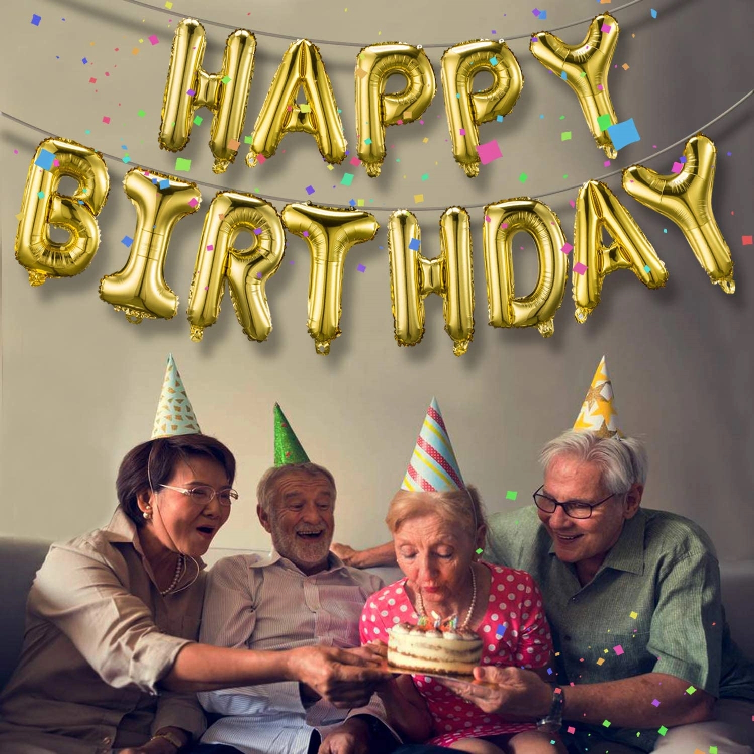 16" Happy Birthday Balloons Banner 3D Mult Package 4