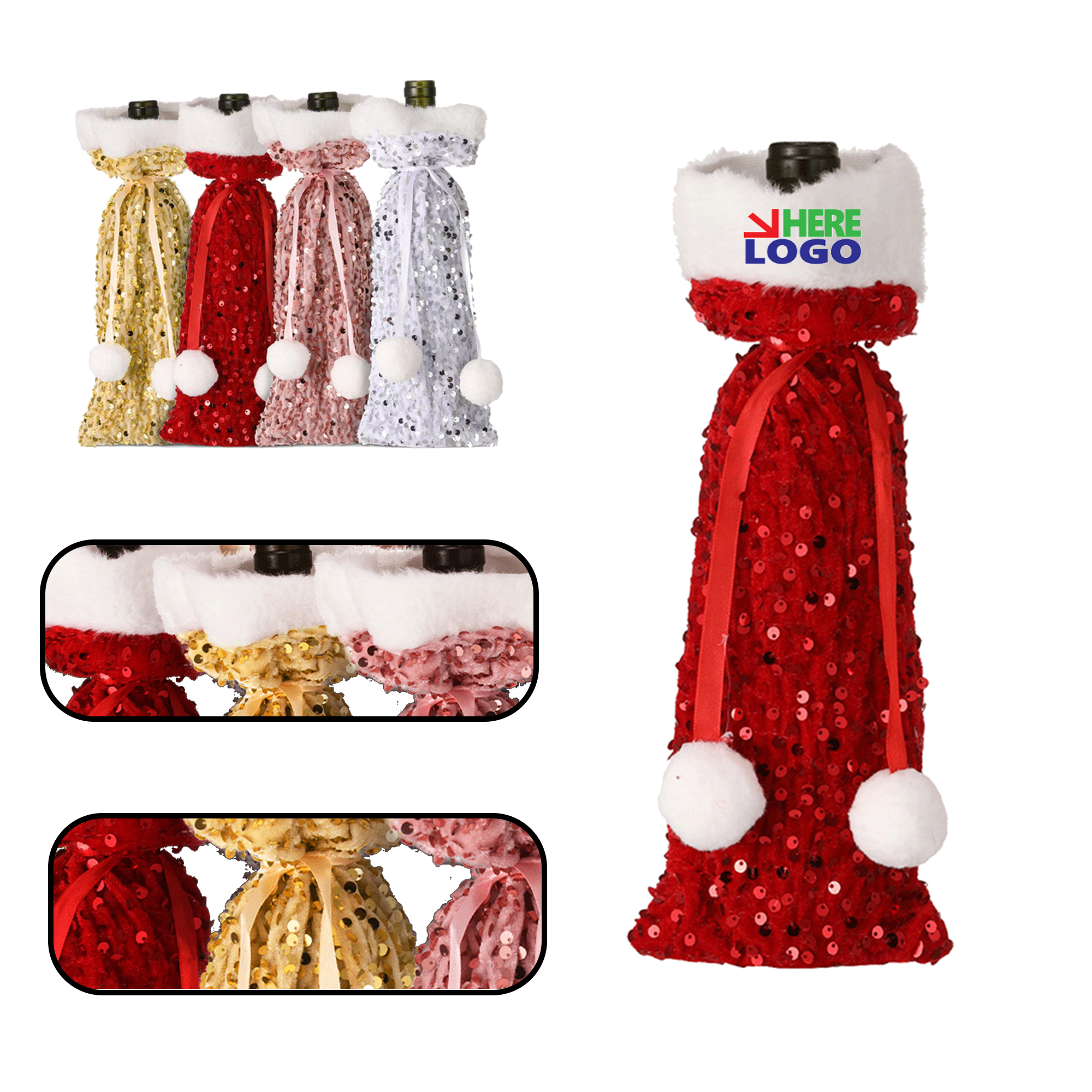 MOQ 20 PCS Holiday Sequin Bottle Holder 2