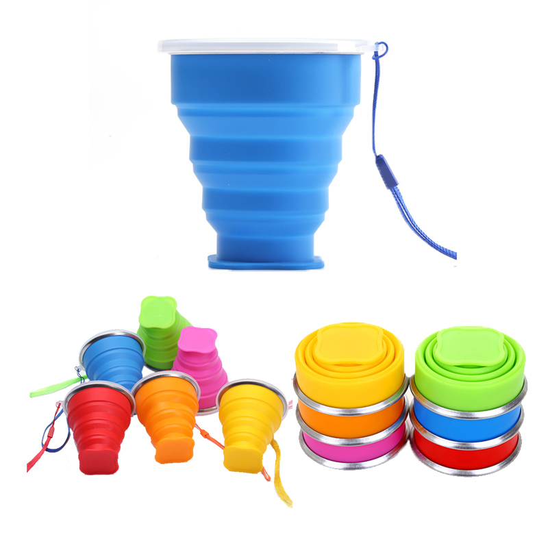 Folding Silicone Water Cup With Steel Ring 2